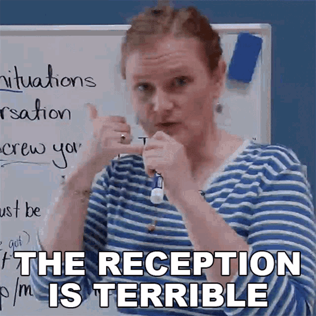 The Reception Is Terrible Ronnie GIF - The Reception Is Terrible Ronnie Learn English With Ronnie GIFs