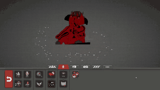 a screenshot of a video game with a red devil in the middle