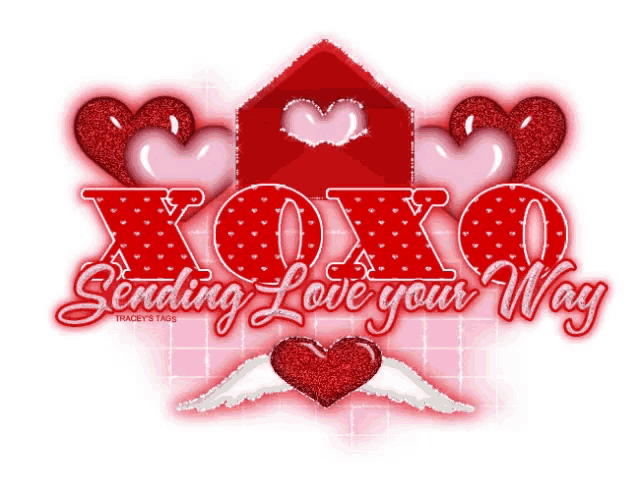 a valentine 's day greeting card that says xoxo sending love your way