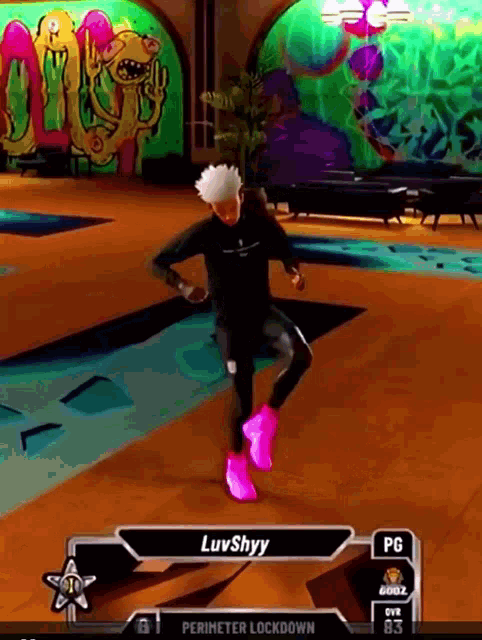 a man is dancing in a video game with the name luvshyy