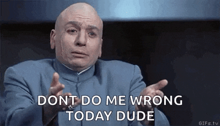 a bald man is making a funny face and saying `` dont do me wrong today dude ''