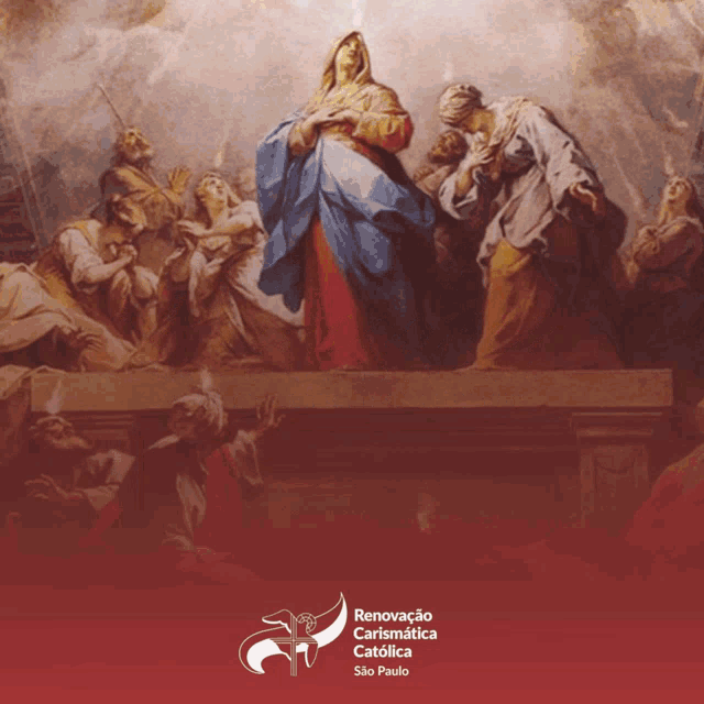 an advertisement for renovacao carismatica catholica shows a painting of jesus