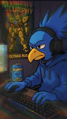 a cartoon of a bird wearing headphones with the words lock in below him