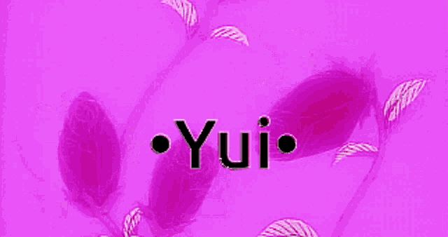 the name yui is on a purple background with sparkles