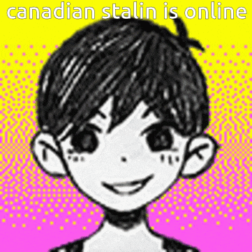 a drawing of a boy with the words " canadian stalin is online " on the bottom