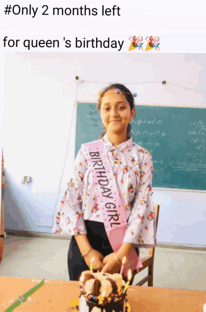 a girl with a sash that says birthday girl
