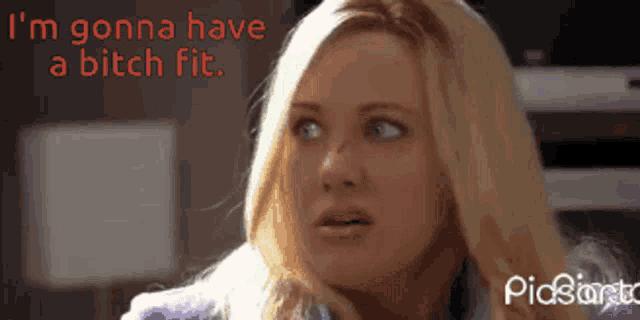 a woman says " i 'm gonna have a bitch fit "