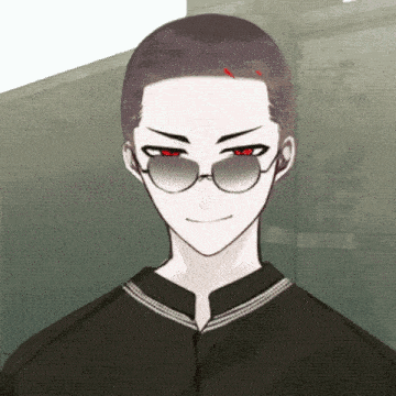 a man with a shaved head wearing sunglasses and a black jacket