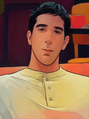 a cartoon drawing of a man in a white shirt