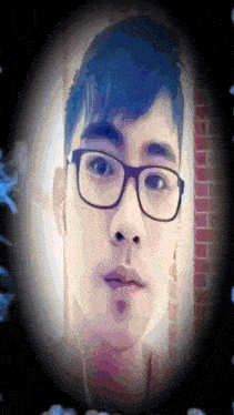 a drawing of a man wearing glasses and ear buds
