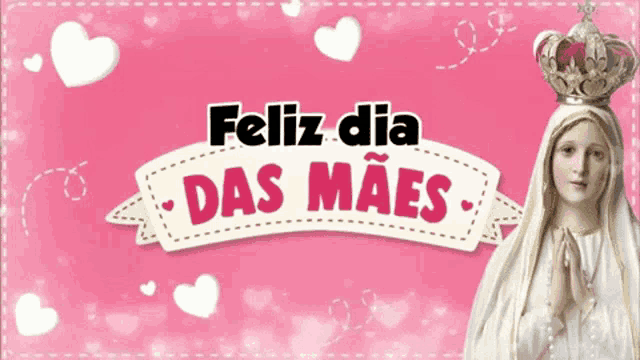 a picture of a woman with a crown on her head with the words feliz dia das maes