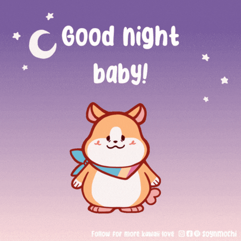 a cartoon of a dog with the words good night baby
