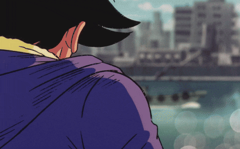 a cartoon drawing of a man in a purple jacket