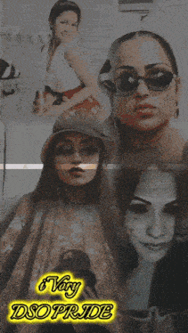 a very dso pride poster with a woman wearing a hat and sunglasses