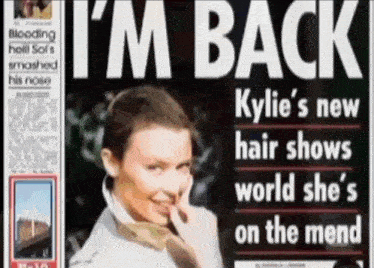 a newspaper article about kylie 's new hair shows on the mend