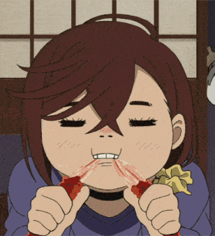 a cartoon drawing of a girl with a choker around her neck