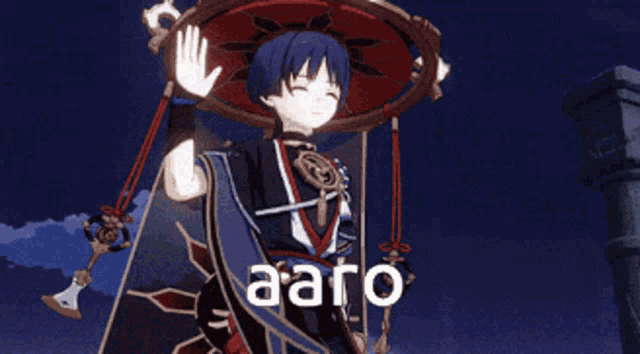 a cartoon character with the word aaro written on the bottom