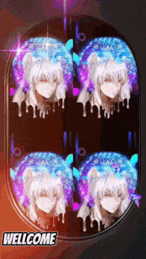 a picture of a anime character with the words wellcome underneath