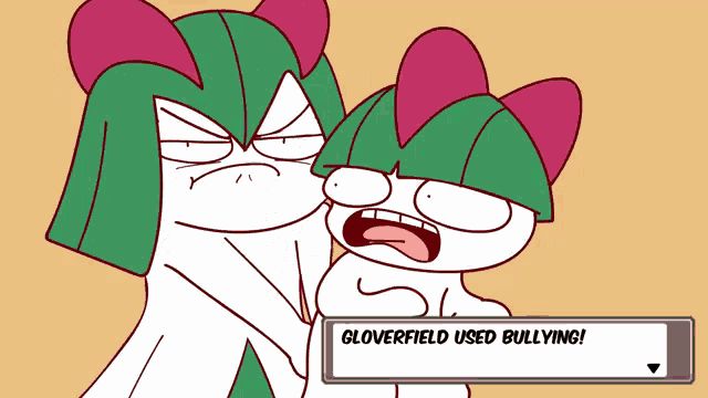 a cartoon character says gloverfield used bullying at the bottom