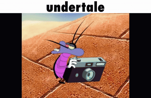 a cartoon of a bug holding a camera with the word undertale on the bottom
