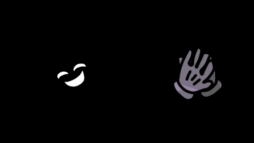 a black background with a smiley face and two hands