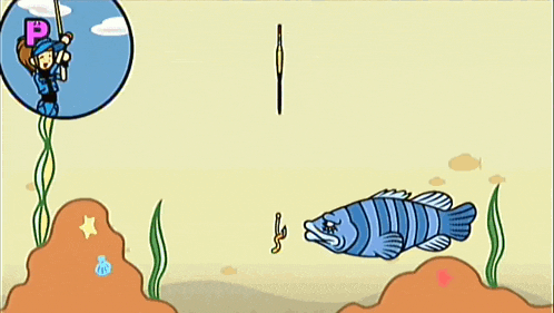 a cartoon of a man fishing and the words go for a perfect