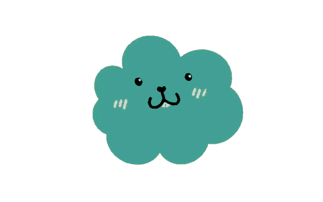 a cartoon drawing of a green cloud with a face