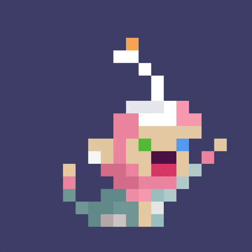 a pixel art drawing of a girl with a ponytail