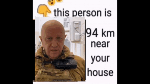 a picture of a man with a walkie talkie around his neck and the words " this person is 94 km near your house "