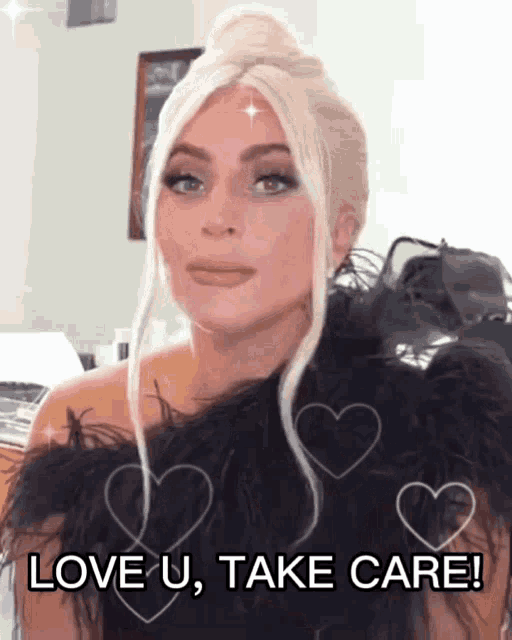 lady gaga says " love u take care " in front of hearts