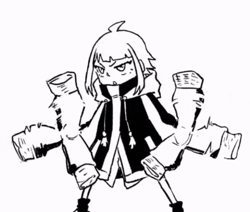 a black and white drawing of a girl with a lot of arms .