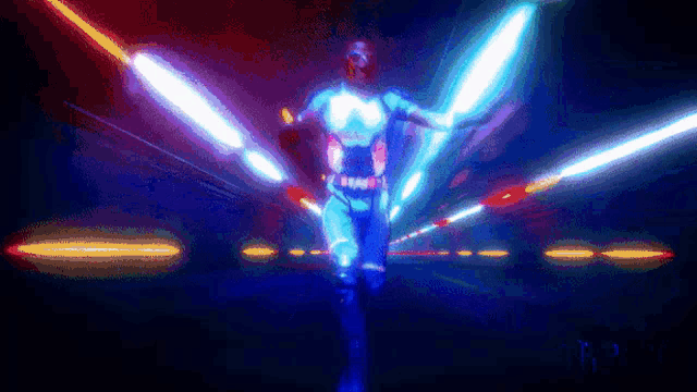 a pixelated image of a person in a futuristic suit