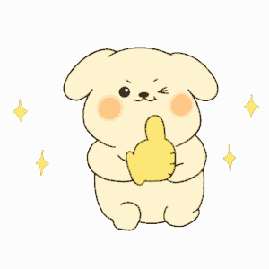 a cartoon dog giving a thumbs up sign