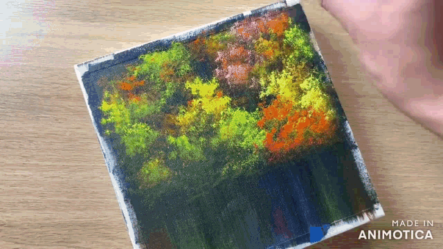 a painting of trees is made in animotoca