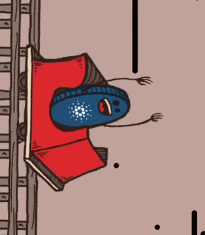 a cartoon of a person riding a roller coaster with a face on it
