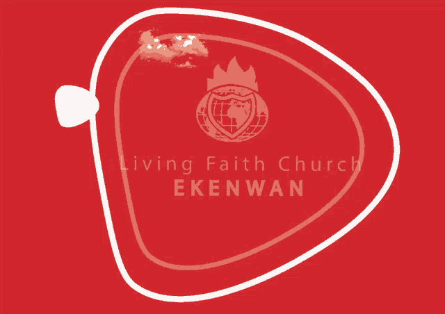 a logo for living faith church ekenwan with a red background