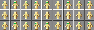 a row of gold blocks with green eyes and a gray background