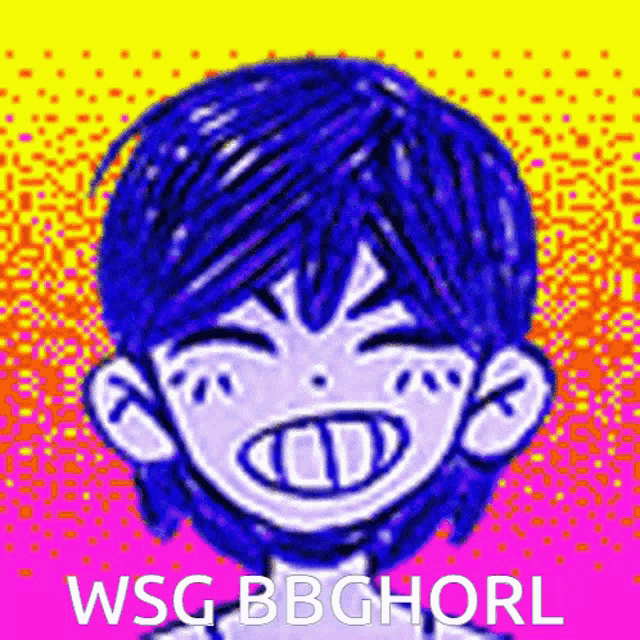 a drawing of a boy with a big smile on his face and the words `` wsg bbghorl '' .