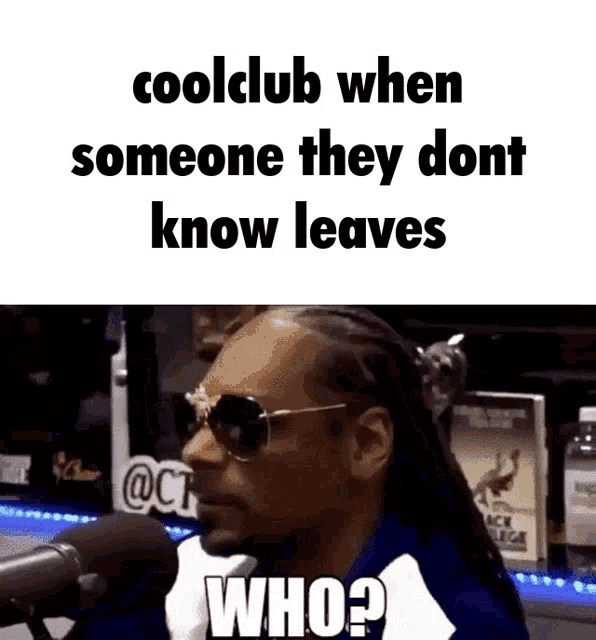snoop dogg is sitting in front of a microphone with a caption that says coolclub