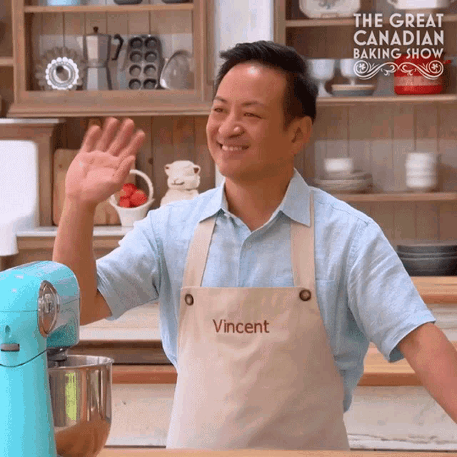Waving Vincent GIF - Waving Vincent The Great Canadian Baking Show GIFs