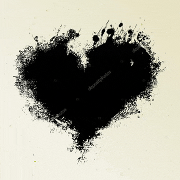 a black heart made of ink on a white background .