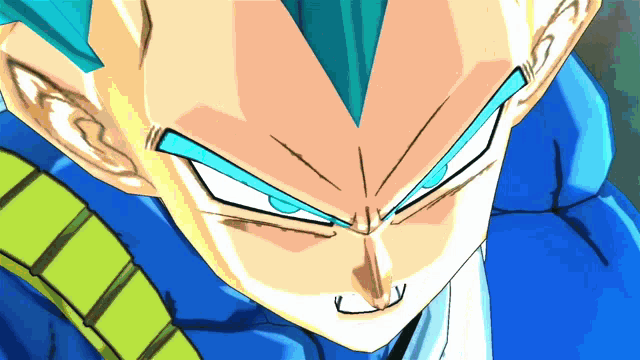 a close up of a dragon ball z character 's face