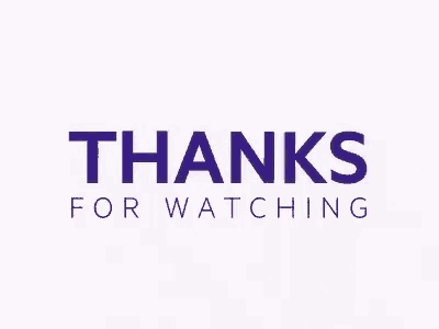 a purple and white logo that says `` thanks for watching '' on a white background .