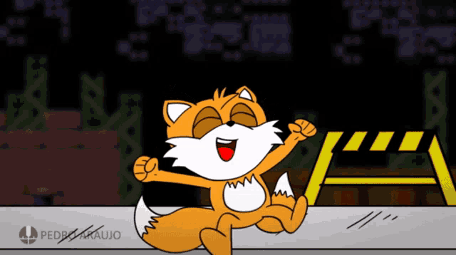 a cartoon drawing of a fox with the name pedro on the bottom right