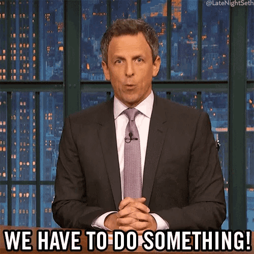 a man in a suit and tie is saying " we have to do something "