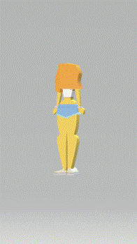a cartoon drawing of a girl wearing shorts and a white top