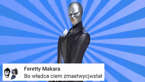 a cartoon of a man with a mask and the name feretty makara