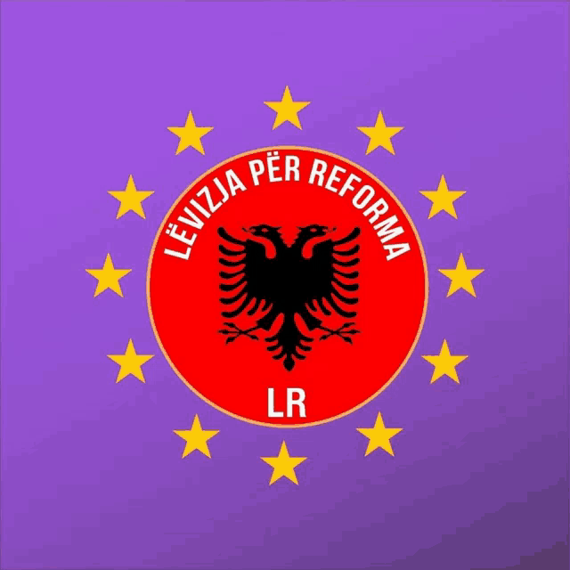 a logo for levizja per reforma lr with an eagle