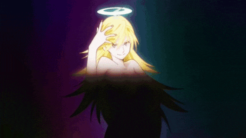 a girl with blonde hair is surrounded by a ring of lights