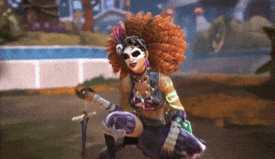 a woman with a mask on her face is holding a sword